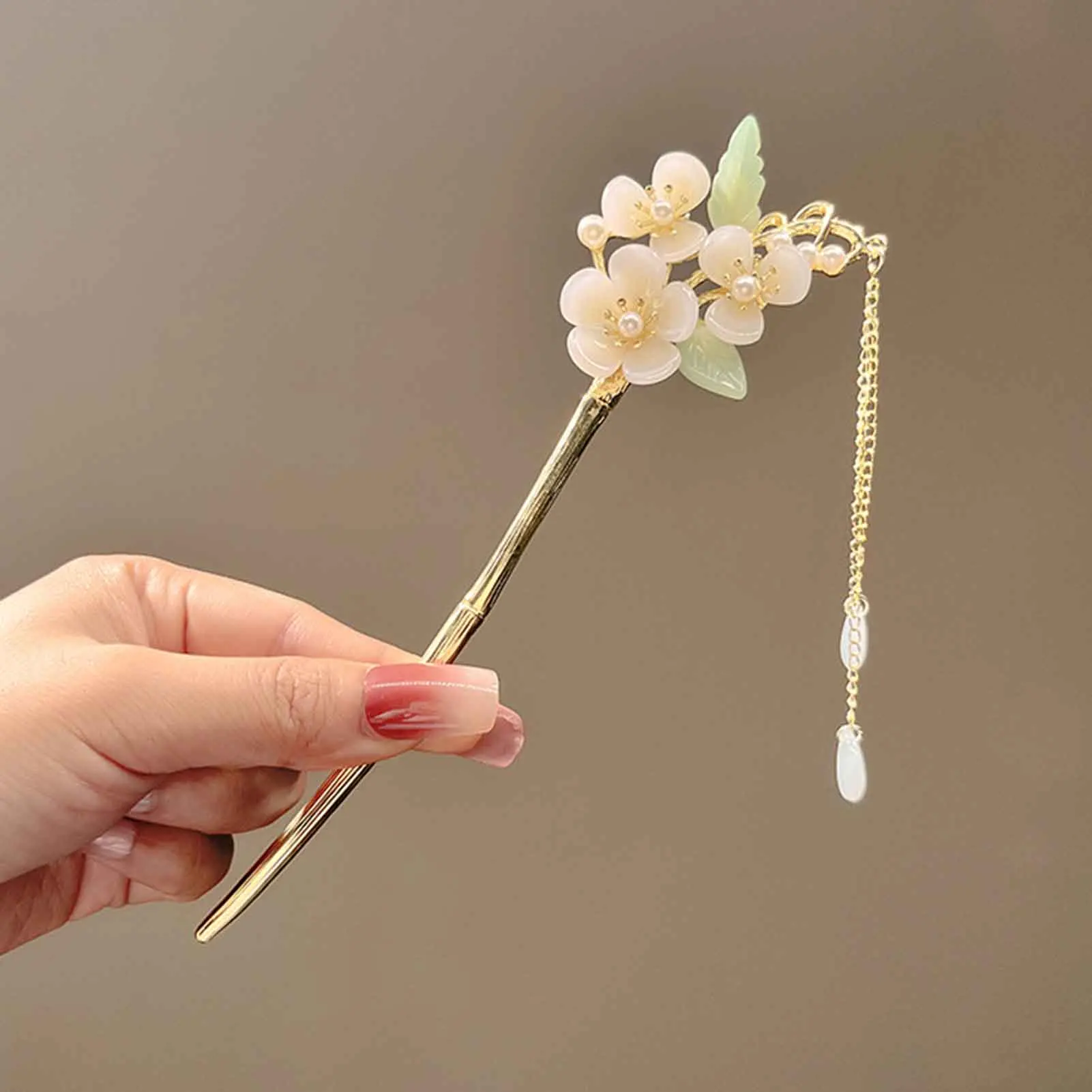 Flower Hair Sticks Headwear with Tassel New Chinese Style Cheongsam Hair Chopsticks Ideal Gift for Mother Daughter AIC88