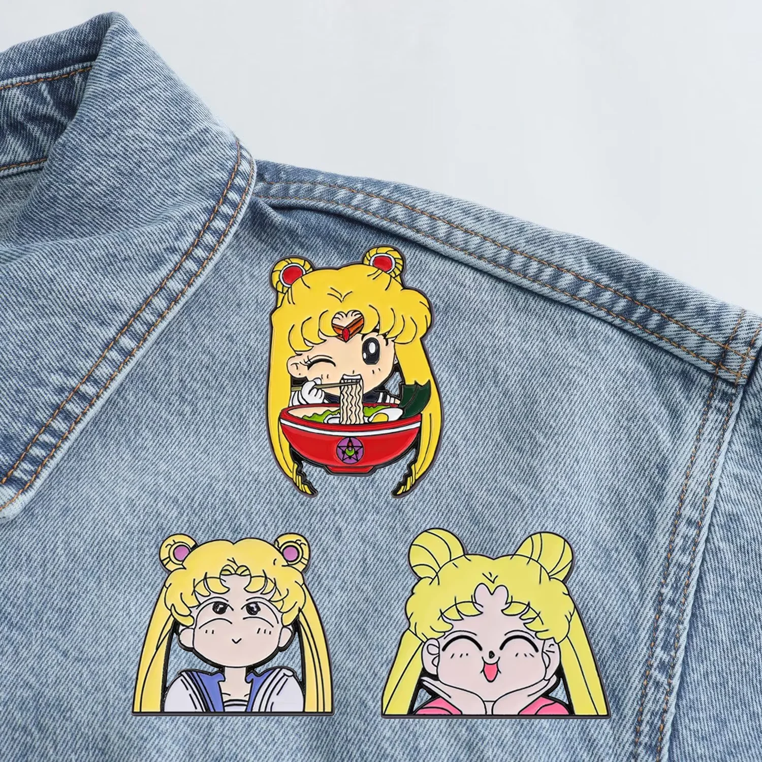 

1 Set Cute Cartoon Creative Personality Moon Hare Metal Badge Noodle Shaped Brooch Personalized Gifts Y2k Fashion Toys Anime