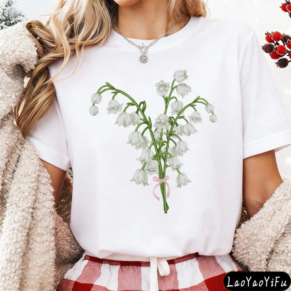 Birth Month Flower Shirt Thoughtful May Birthday Gift for Her Lily of The Valley Tshirt Wildflower Summer Cottagecore Tee
