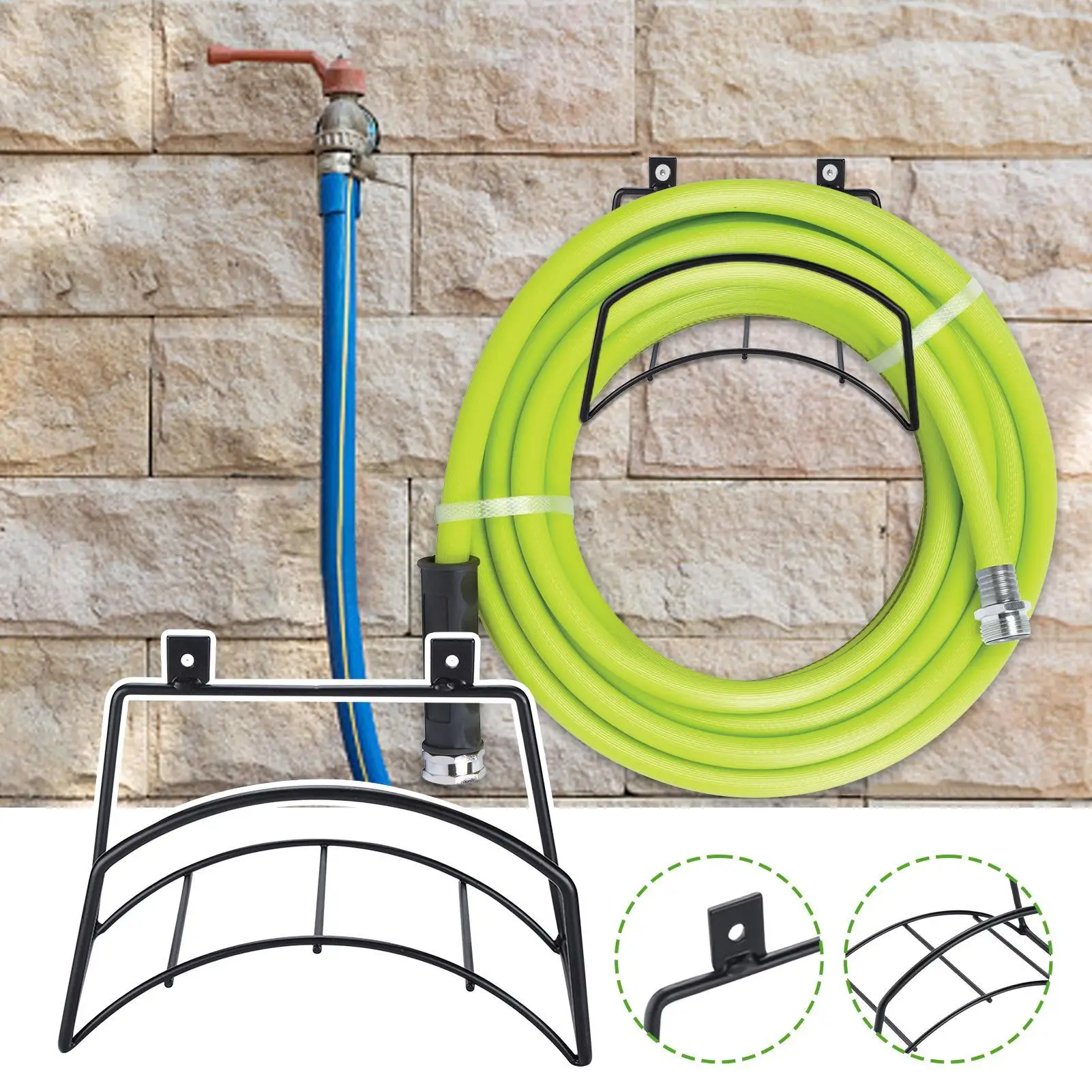 

Garden Hose Holder Wall Mount Bracket Water Pipe Shelf for Park Yard Outdoor Garden Tool Organizer