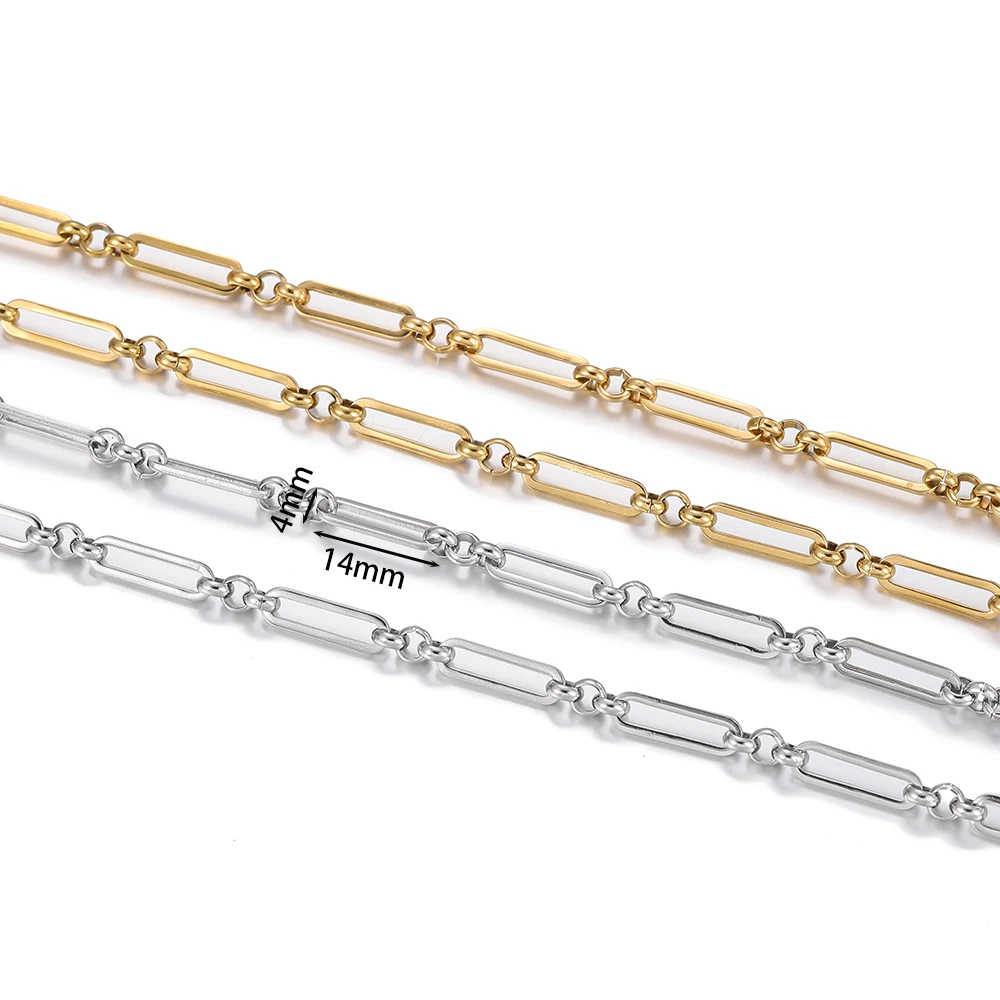 1 Meter 4 x 14 mm Edelstahlkette, kein Verblassen, Kabelketten für Halskette, Armband, Fußkettchen, DIY-Schmuckherstellung