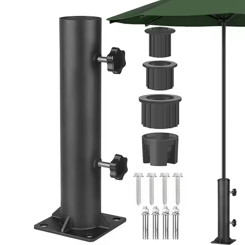 Patio Umbrella Base Heavy Duty Metal Holder Stand for Market Umbrella Adjustable Deck Umbrella Mount Bracket for Garden