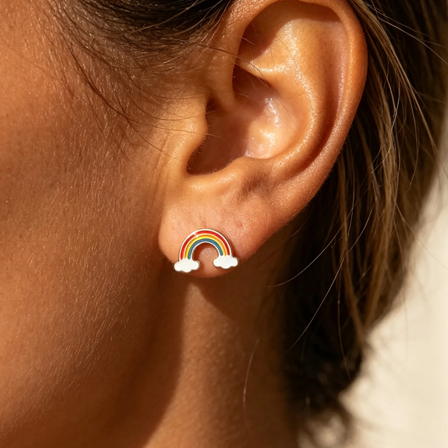 Rainbow Bridge Stud Earrings Stainless Steel Anti Allergy Earrings for Women Fashion Friendship Jewelry Daily Party Gift