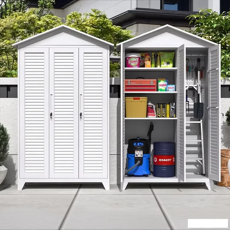 Outdoor Garden Tools Cabinet Large Capacity Sunproof Rainproof Tool Shed Patio Storage Cabinet Multifunctional