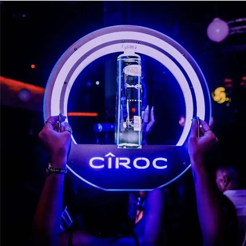 Battery Power LED Ciroc Vodka Champagne Wine Bottle Glorifier Display VIP Presenter for Night Club Lounge Bar Party Decoration