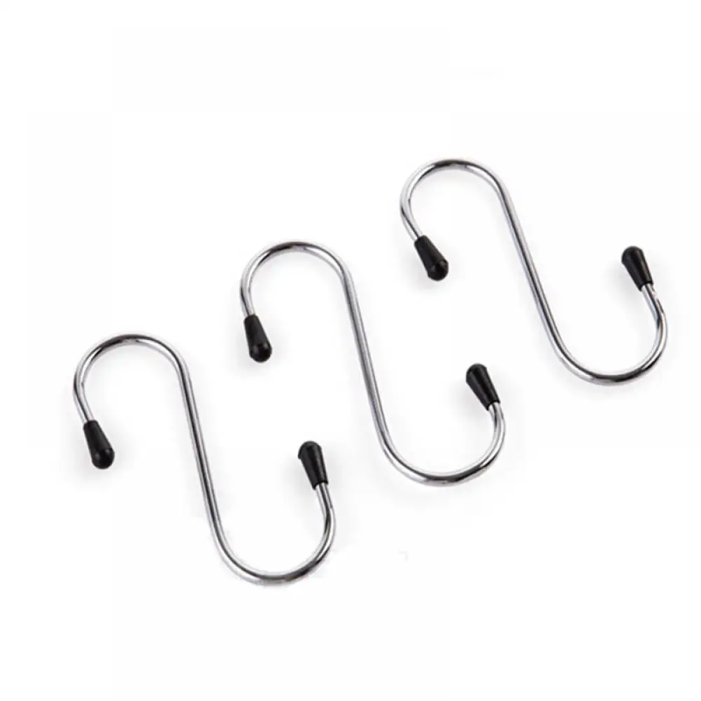 4pcs Stainless Steel S-Shape Hook Kitchen Bedroom Multi-function Railing S Hanger Hook Clasp Holder Hooks Hanging Storage Tools