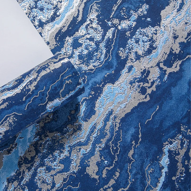 Dark Blue 3D Auspicious Cloud Embossed Wallpaper Living Room Study Tea Room Hotel Box Home Decoration Background Wall Paper