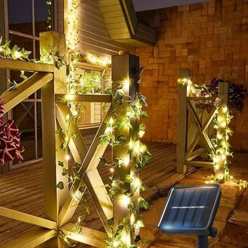 Christmas Solar Artificial Ivy String Light Garden Street Garland 8 Modes Waterproof Fairy Lights Party Wedding Xmas Decor