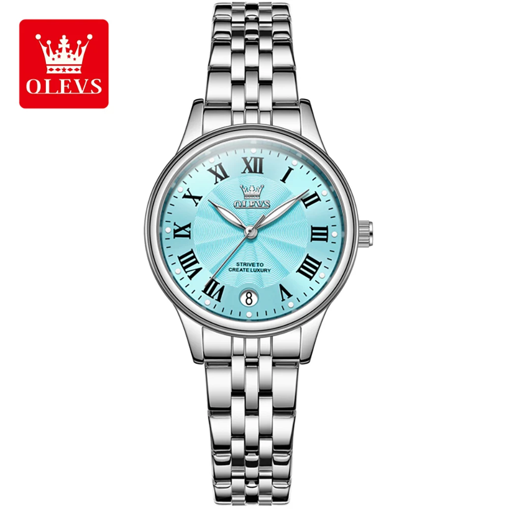 OLEVS NEW Original Luxury Quartz Watch for Women Retro Roman Numerical Dial Elegant Ladies Wristwatch Simple Fashion Girls Watch