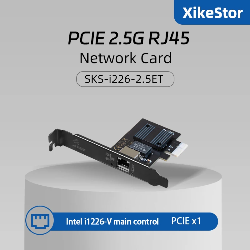 XikeStor SKS-I226-2.5ET voor Intel I226 chipset 2500Mbps Pcie RJ45 Netwerkkaart ondersteunt 100/1000/2500Mbps