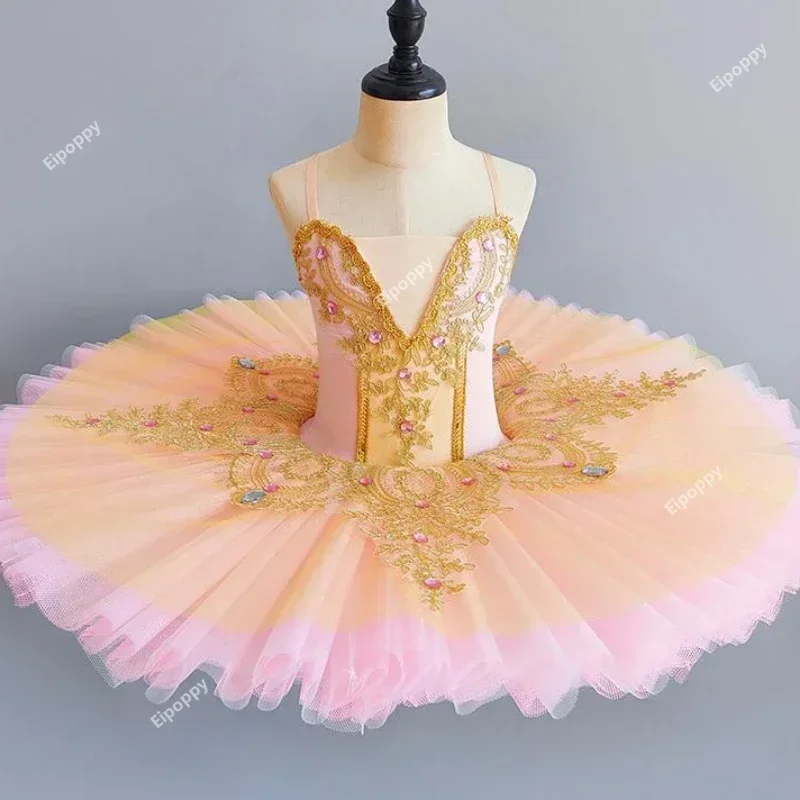 Costume da balletto professionale per ragazza blu rosa pancake principessa balletto vestito da ballo