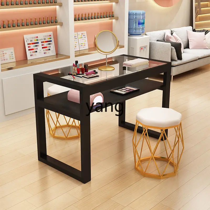 

TGF simple nail salon special tempered glass table double single combined nail table