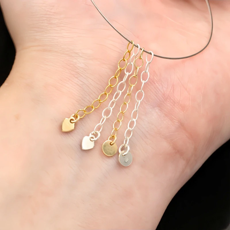 14K Gold Filled Extensions Chain Cable Extender Chain For Bracelet W/ Round Disc Charm Jewelry Making Supplies Necklace Chain - view 4