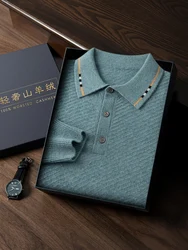 High-Grade New Spring Autumn 100% Cashmere Sweaters Fashion POLO Neck Long Sleeve T-shirt Men Sweater Large Size Men Pullover