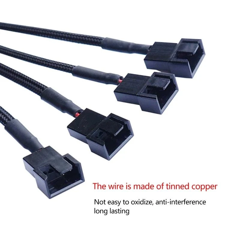 G6DD 24AWG 4pin IDE to 4-Port 3Pin/4Pin Cooler Cooling Fan Splitter Power Cable