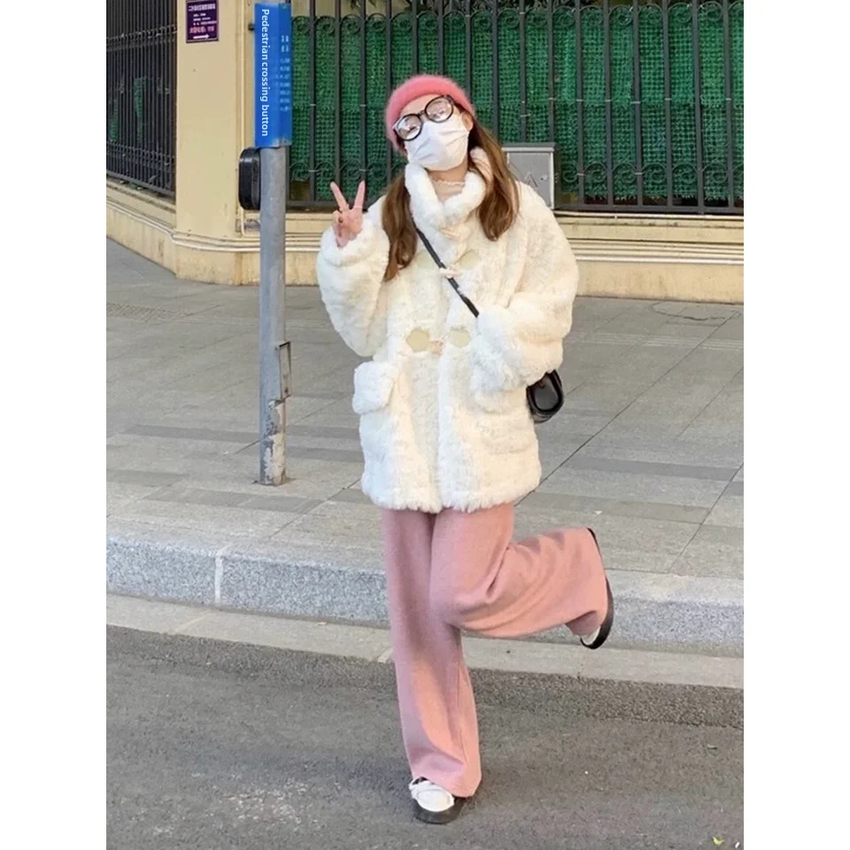 Princess Style Rabbit Fur Jacket Women's High-End Cotton Leather Coat Autumn Korean System Quilted Inner Standard Fit Polyest...