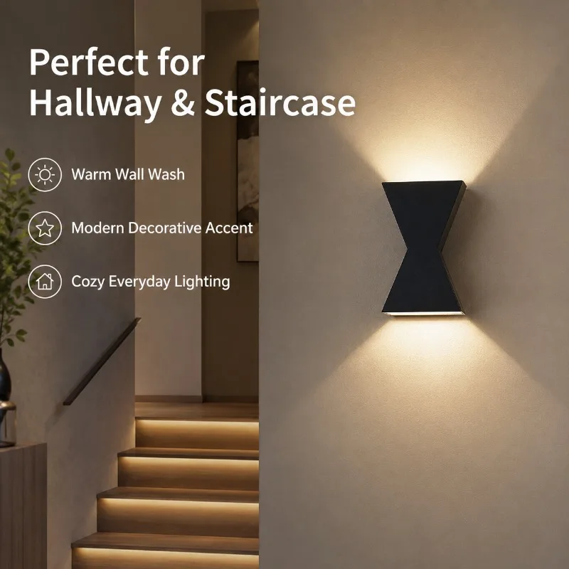 Modern Hourglass Wall Light LED Up Down Warm Wall Wash Indoor Sconce for Hallway Staircase Bedroom Living Room Decor Wall Light