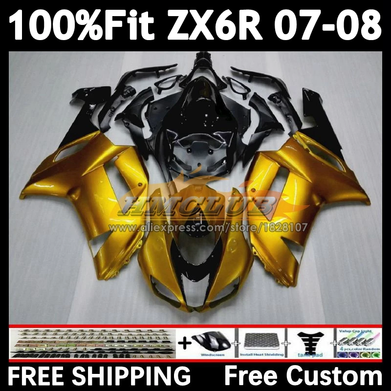 Injection Body For KAWASAKI NINJA ZX 636 6R ZX-6R 2007 2008 157No.19 ZX-636 gloss gold ZX600 ZX636 ZX-600 ZX6R 07 08 Fairings