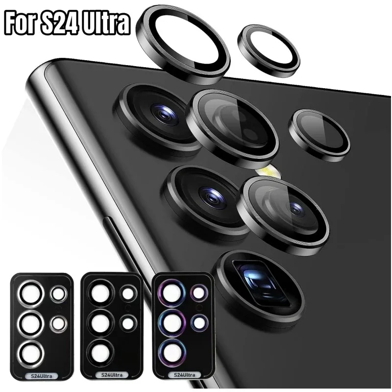 For Samsung Galaxy S24 Ultra S23Ultra Camera Protector Metal Rings Lens Alloy Glass Protector For S23 S24 Back Cap Cover Locator