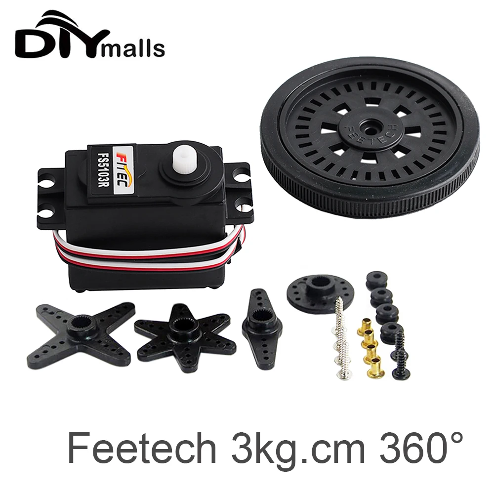 

Feetech FS5103R RC Servo 3kg.cm 360 Degree Continuous RotationServo 25T with Wheel 4.8-6V for DIY Car