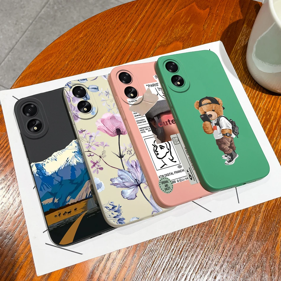 เคสโทรศัพท์กันกระแทกซิลิโคนเหลวแบบนิ่ม18 OppoA38, เคสโทรศัพท์ A18 A38 OPPO ลายการ์ตูนสำหรับ OPPO