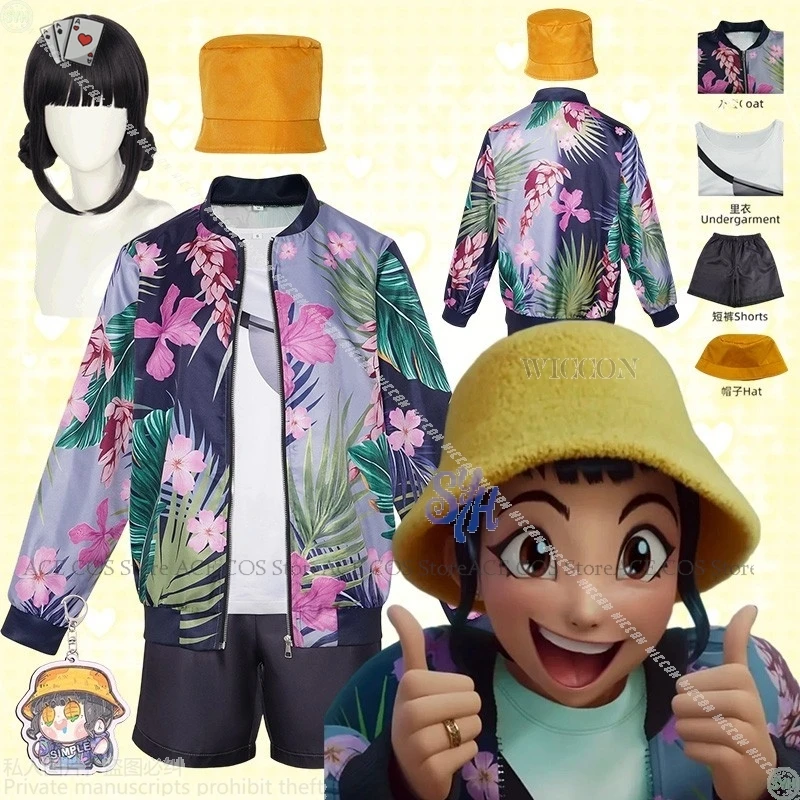 Наряд на Хэллоуин для взрослых, аниме, фильм Kpop, демон, косплей, костюм Zoey, охотничий панк, стиль тропического леса, пальто, куртка, желтая шляпа, парик Наряд на Хэллоуин для взрослых, аниме, фильм Kpop, демон, косплей, костюм Zoey, охотничий панк, стиль тропического леса, пальто, куртка, желтая шляпа, парик