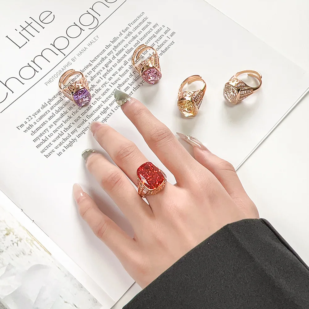 2025 جديد فاخر 12*16 مللي متر روبي الوردي الكوارتز توباز جمشت خواتم مختبر الماس حفلة غرامة مجوهرات للنساء Famale اكسسوارات هدية #5