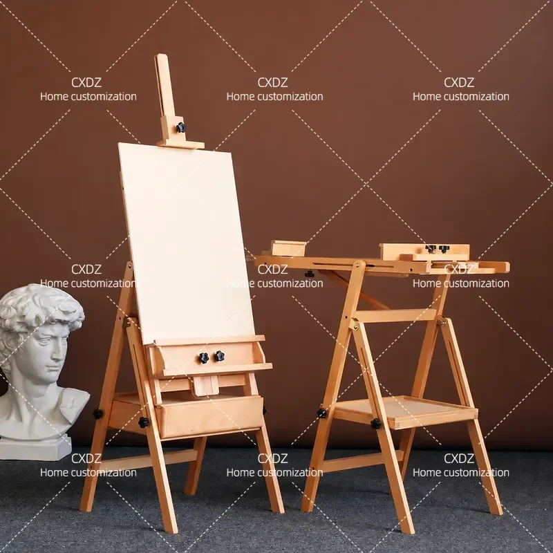Beech Wood Easel for Art Students Foldable Portable Upright Adult Sketch Oil Painting Stand