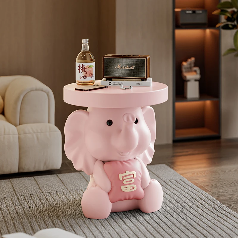 

Home Decor Sculpture Figurines Decoration Accessories Hug Rich Elephant Table and Stool Ornament Living Room Resin Animal Statue