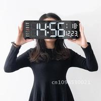 16 13 Inch Large Wall Clock Remote Control Memory Electronic Clock LED 10 Clock Alarms Level Clock Brightness Dual Digital Table