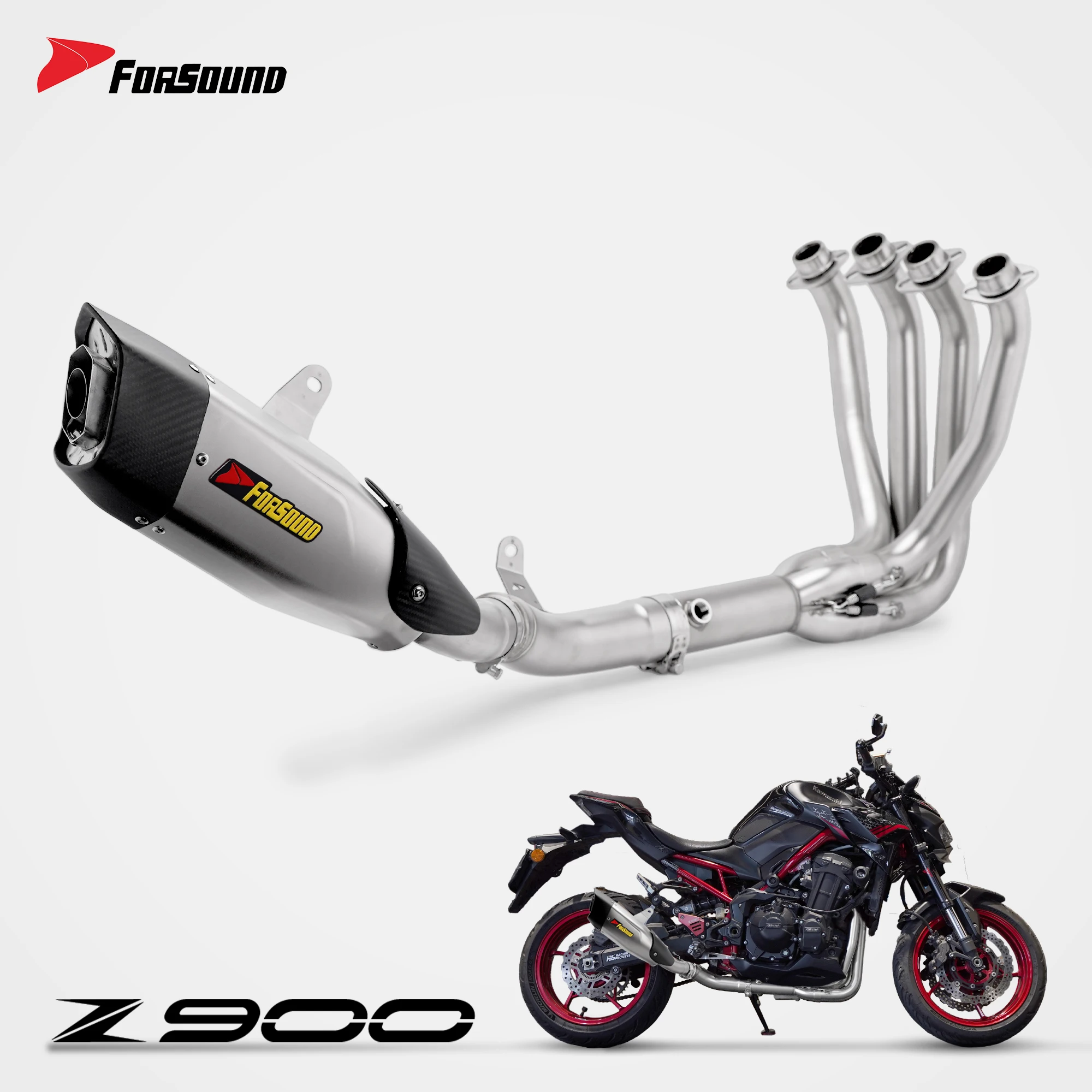 

Forsound Factory Wholesale Price Kawasaki Z900 Motorcycle Exhaust System IntactGP Style Mesh Grill Track Racing Muffle Titanium