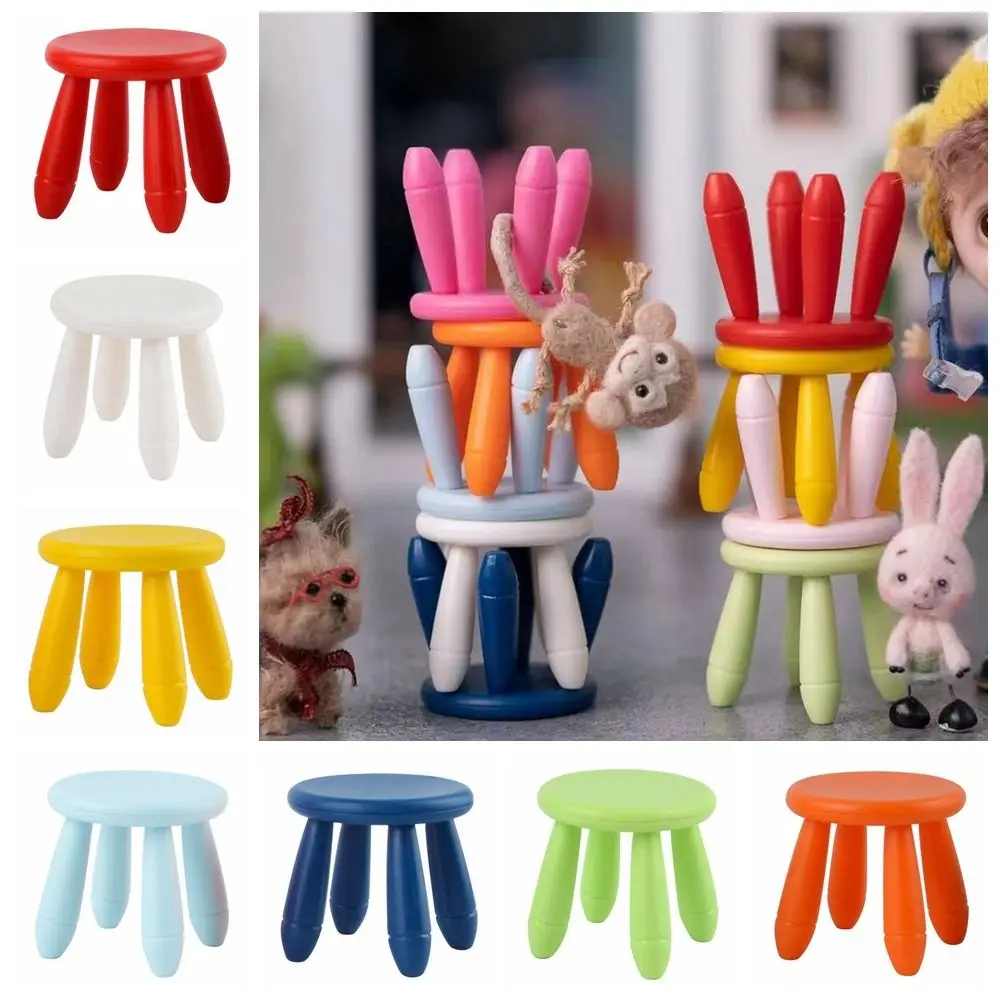 

Gift Colorful Dollhouse Stool 1:12 Scale Doll Accessories Miniature Furniture Playing House Plastic Mini Chair Toy