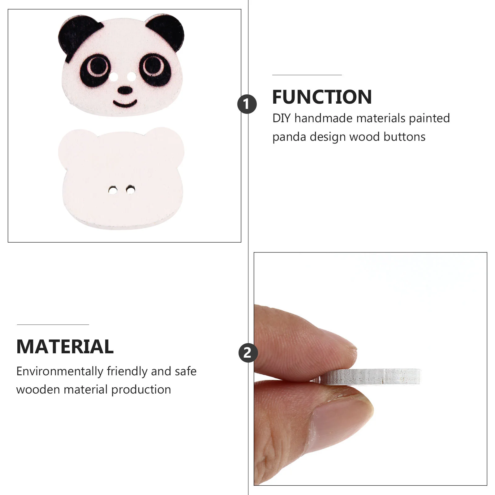 100 Pcs Panda Head Wooden Button Handcraft Buttons Cute Scarf Sewing Fasteners Decorative