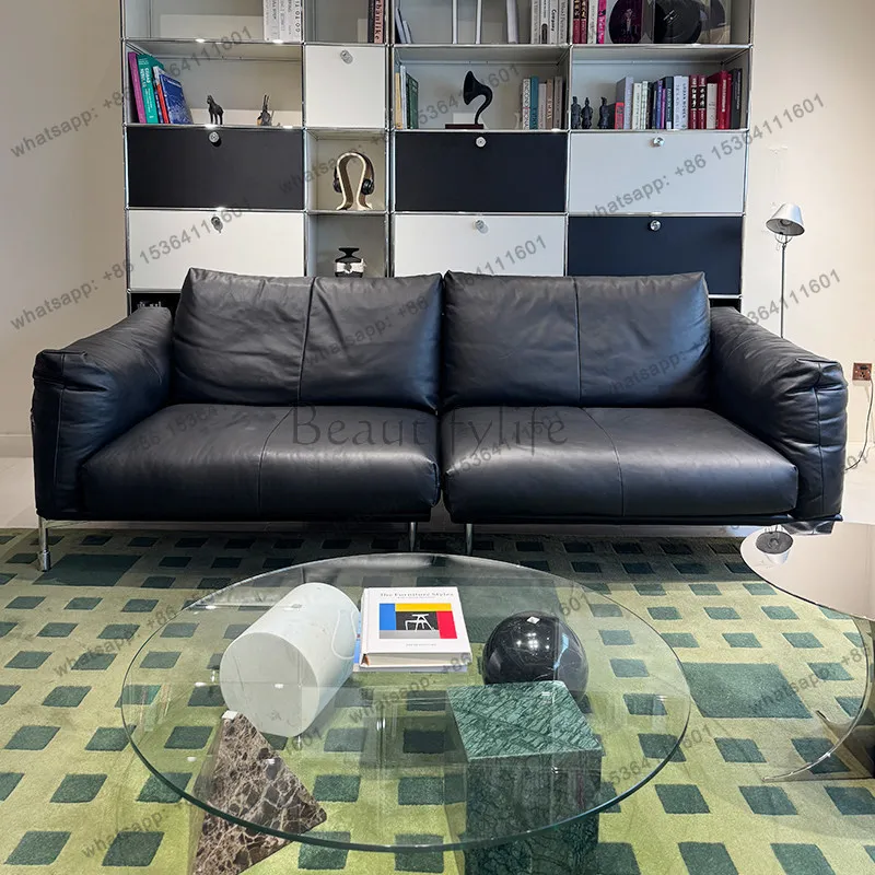 

The new Bauhaus black all-leather sofa is customized, and the straight-row first-layer cowhide sofa is customized.