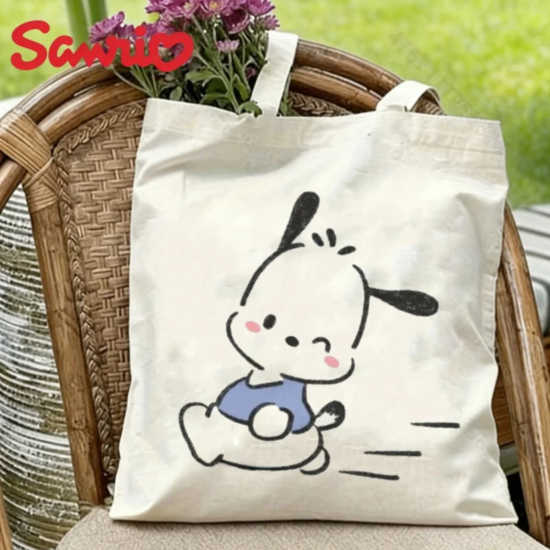 

1PC Adorable Sanrio Pochacco Minimalist Art Eco Canvas Tote Bag Large Capacity Daily Use