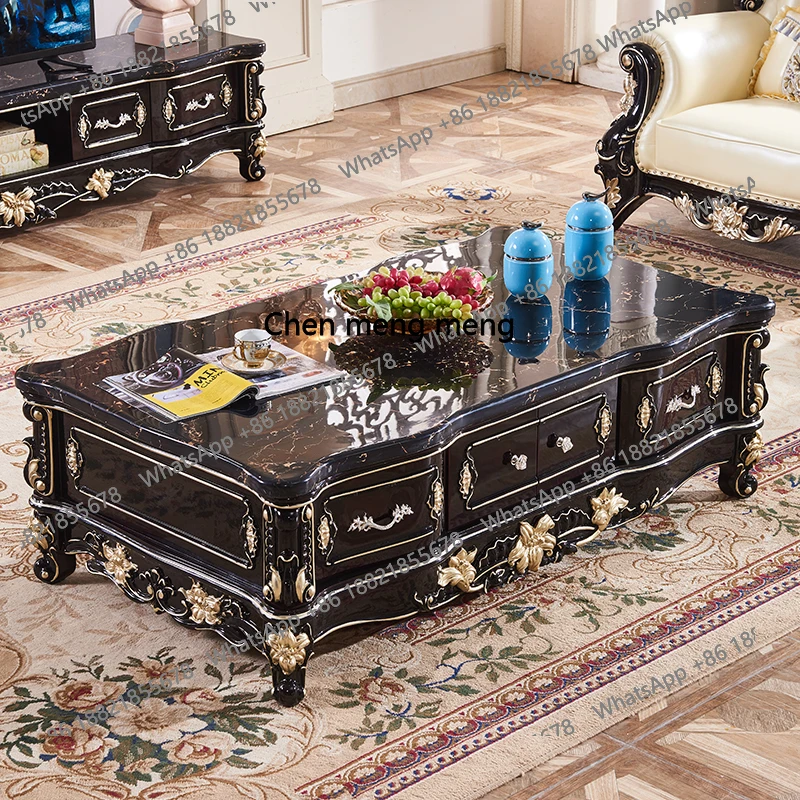 

Европейский мрамор, полностью резьба по цельному дереву, цветок, золото, черное дерево, гостиная, журнальный столик, комбинация ТВ-шкафа, американский стиль