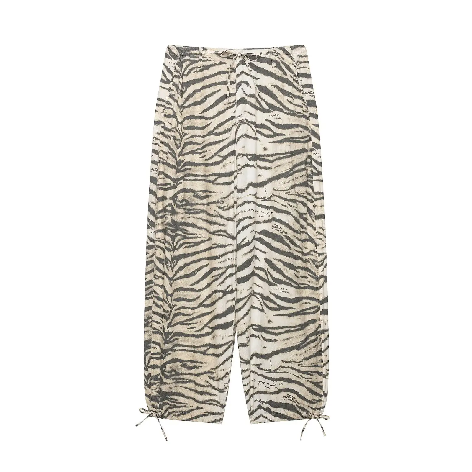 TFAFXY Vintage Casual Chic Damen Lange Hosen mit Tiermuster und Schleife – Modische Hosen für Sommer, Herbst und Urlaub 2026 – Detail 2