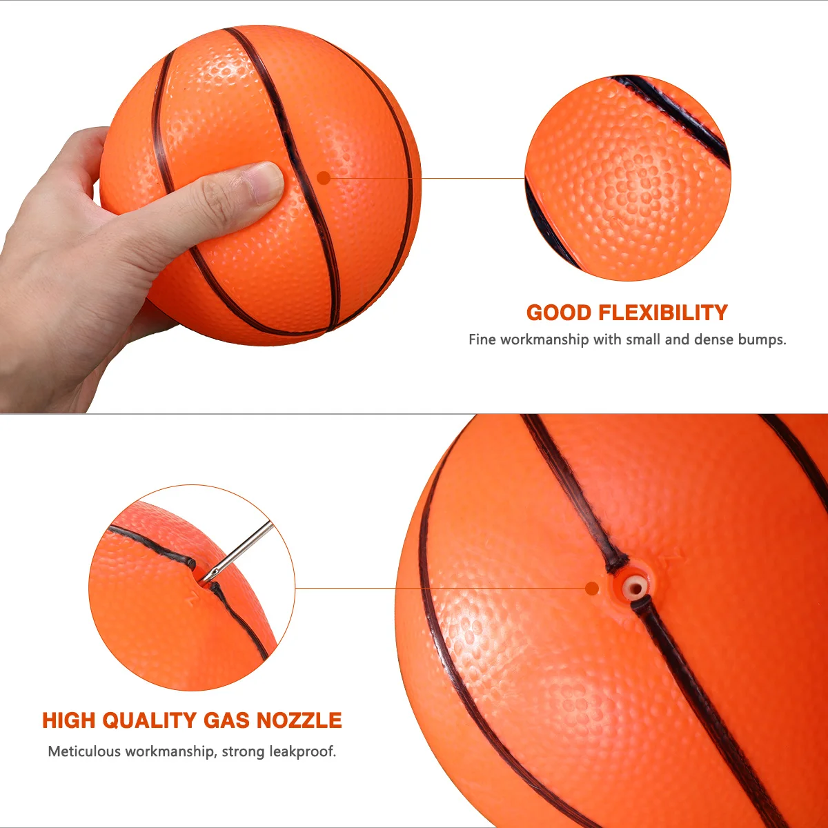 

3Pcs Inflatable Basketball Set 4 Inch PVC Balls and Inflator for Kids Adults Indoor Outdoor Beach Eye-Hand
