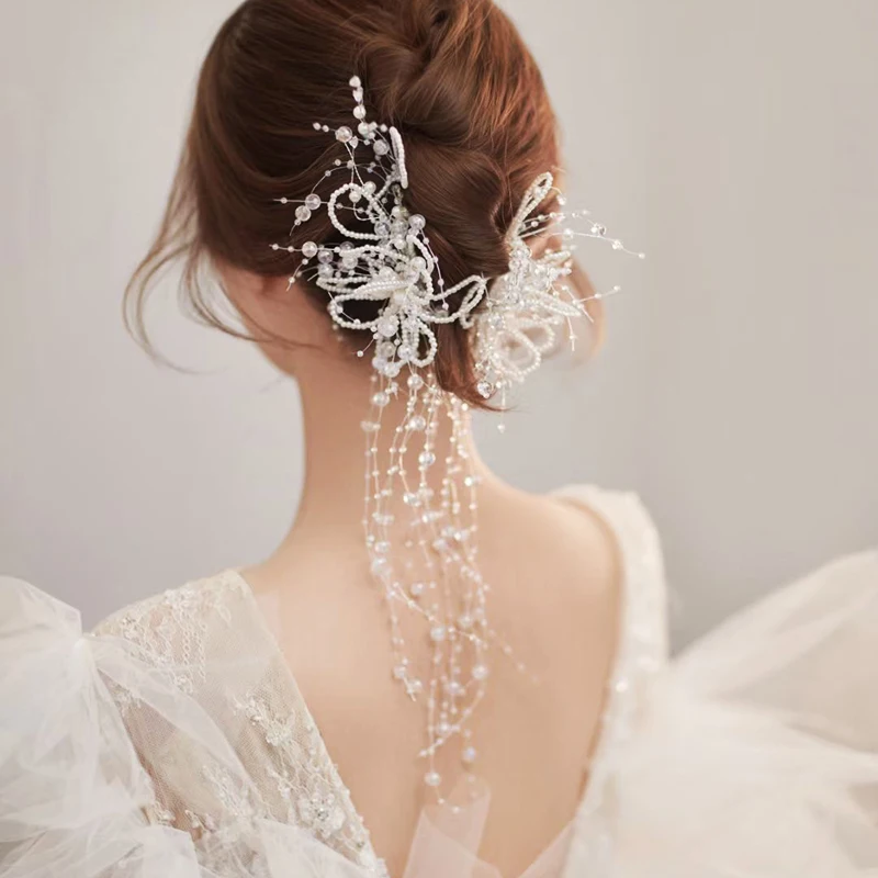 Elegant Lace & คริสตัล Brides Headbands ผีเสื้อ Tiaras เจ้าสาว Hairbands อุปกรณ์เสริมผมแต่งงาน