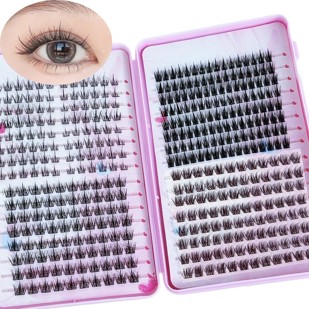 400 bouquets de faux cils mixtes grande capacité, épais et naturels, segmentés pour un maquillage facile et un look naturel et doux