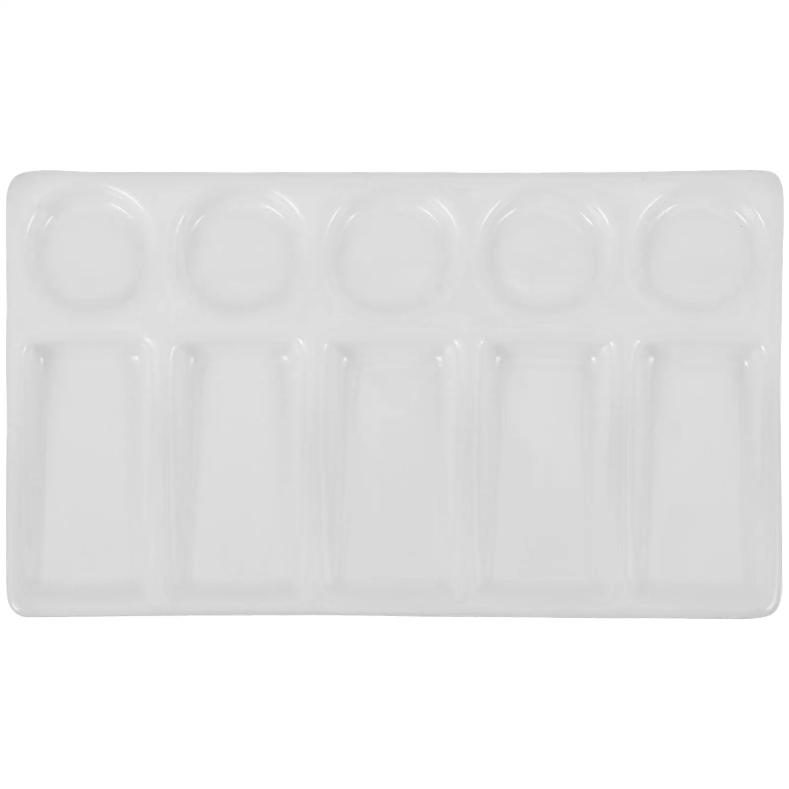 10 -Well Rectangular Color Palette Porcelain Watercolor Paint Round Travel Trays Mixing