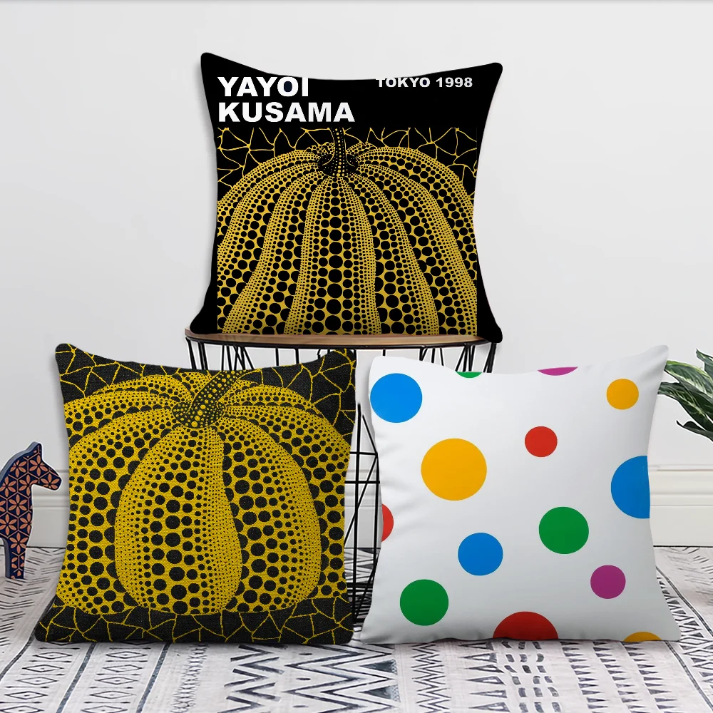 Y-Yayoi K-Kusama Art  Pillow Case Fan Style Square Home Decor Cushion Cover Design Printed