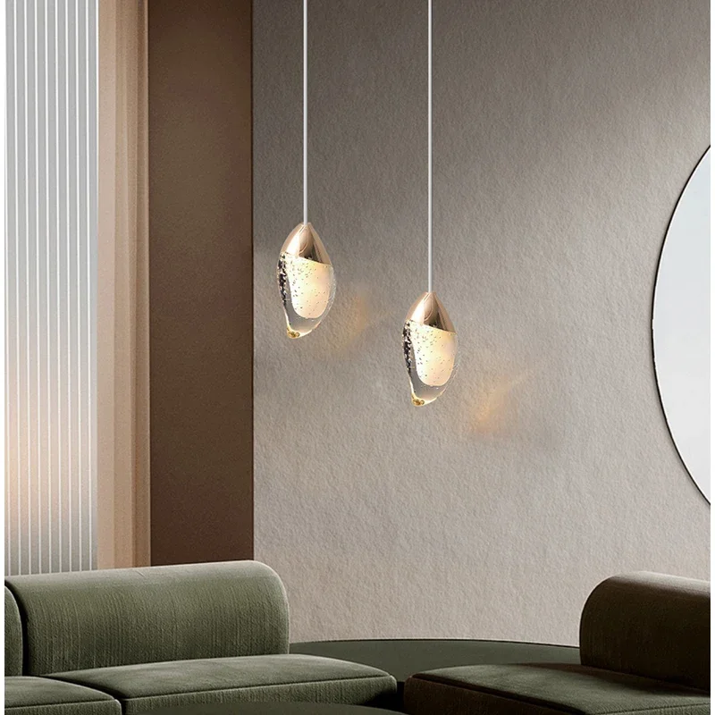 

2025 Lamp Crystal Pendant Lighting For Bedroom,LED Mini Modern Pendant Light Fixtures With Gold Powder Crystal For Bar Bathroom
