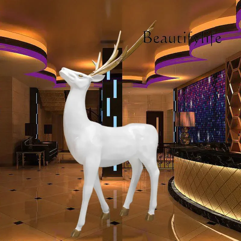 Glass Steel Craftwork Hotel Fortune Deer Decoration Decorative Creative Home Resin Floor Sculpture