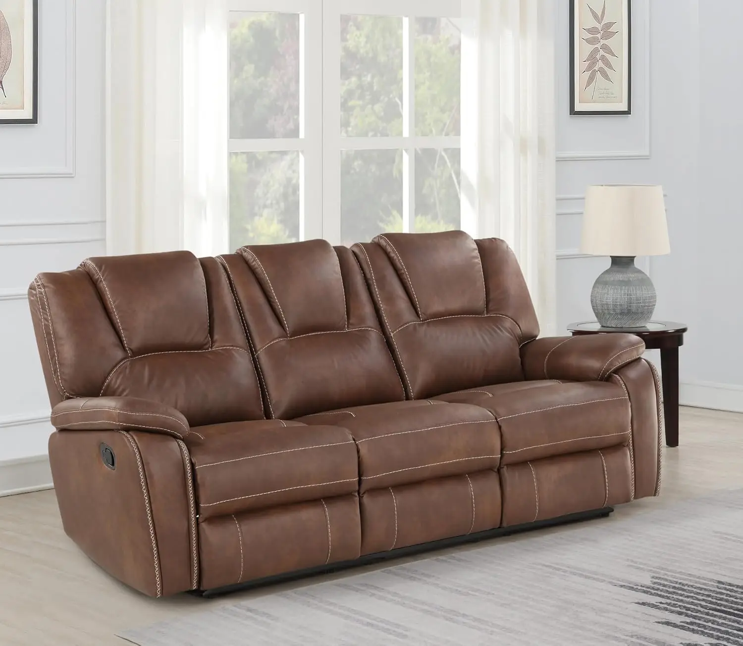 Manual Reclining Sofa, Brown, Customized
