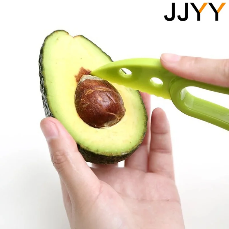 JJYY 3 In 1 Avocado Slicer Shea Corer Boter Fruit Dunschiller Cutter Pulp Separator Plastic Mes Keuken Groente Gereedschap