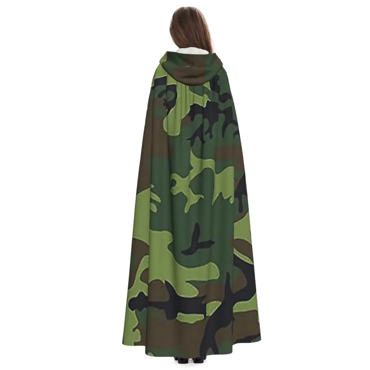 الجيش كامو طويل مقنعين عباءة الساحرة القرون الوسطى زي تأثيري كيب هالوين مصاص دماء الكبار للجنسين