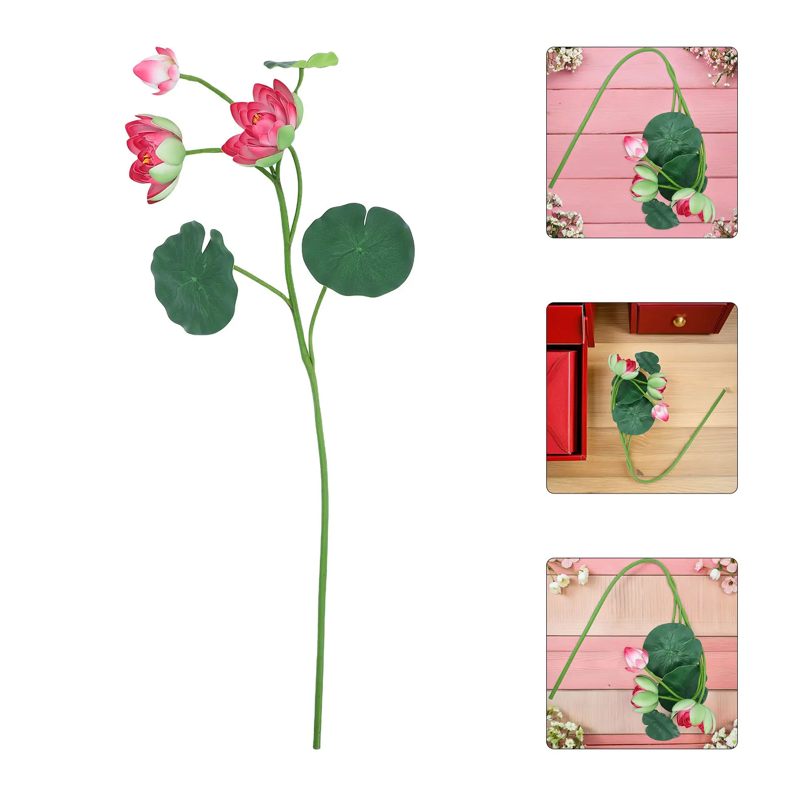 

Realistic Faux Lotus Flower Stems Artificial Leaves Wedding Stage Decorations Indoor Outdoor Floral Arrangements Simulated Lotus