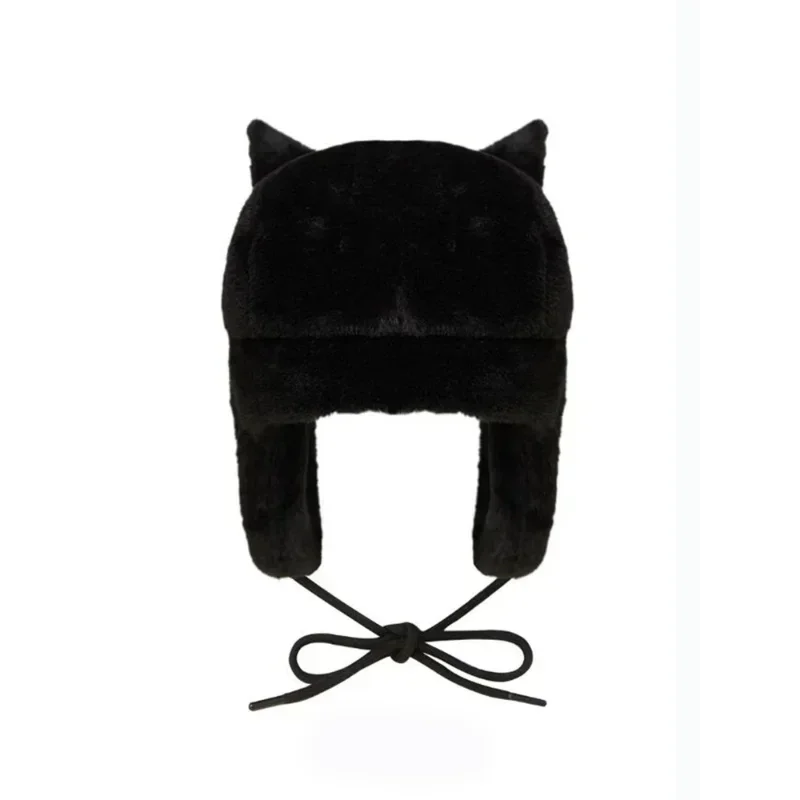 لعبة S-سونيس ألعاب من نسيج مخملي أنيمي الخريف الشتاء الدافئة Ushanka قبعة سوداء Y2K قبعة رائجة البيع المرأة قبعة الصياد امرأة قبعات التزلج قبعة هدية #5