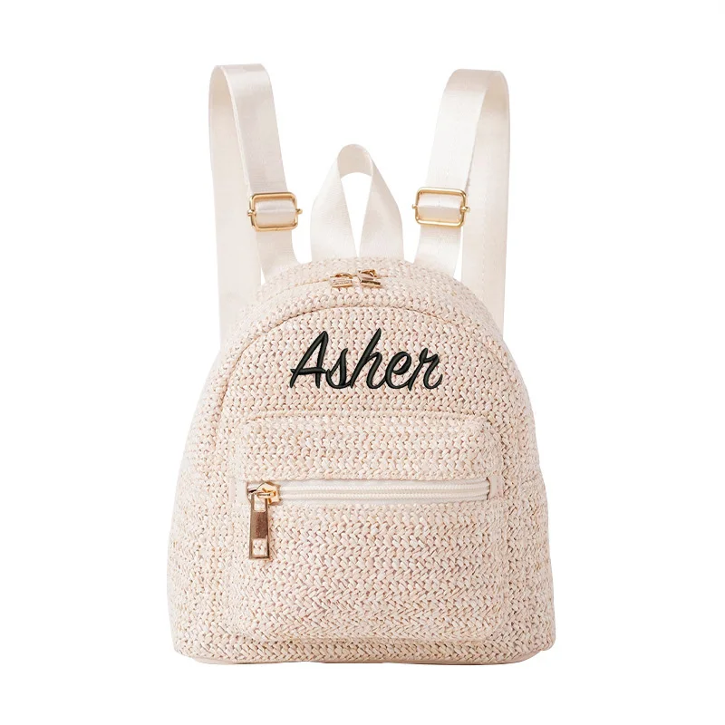 

Customized New Women's Backpack Simple Street Trend Grass Woven Bag Fashionable weaving The Single Shoulder Bag